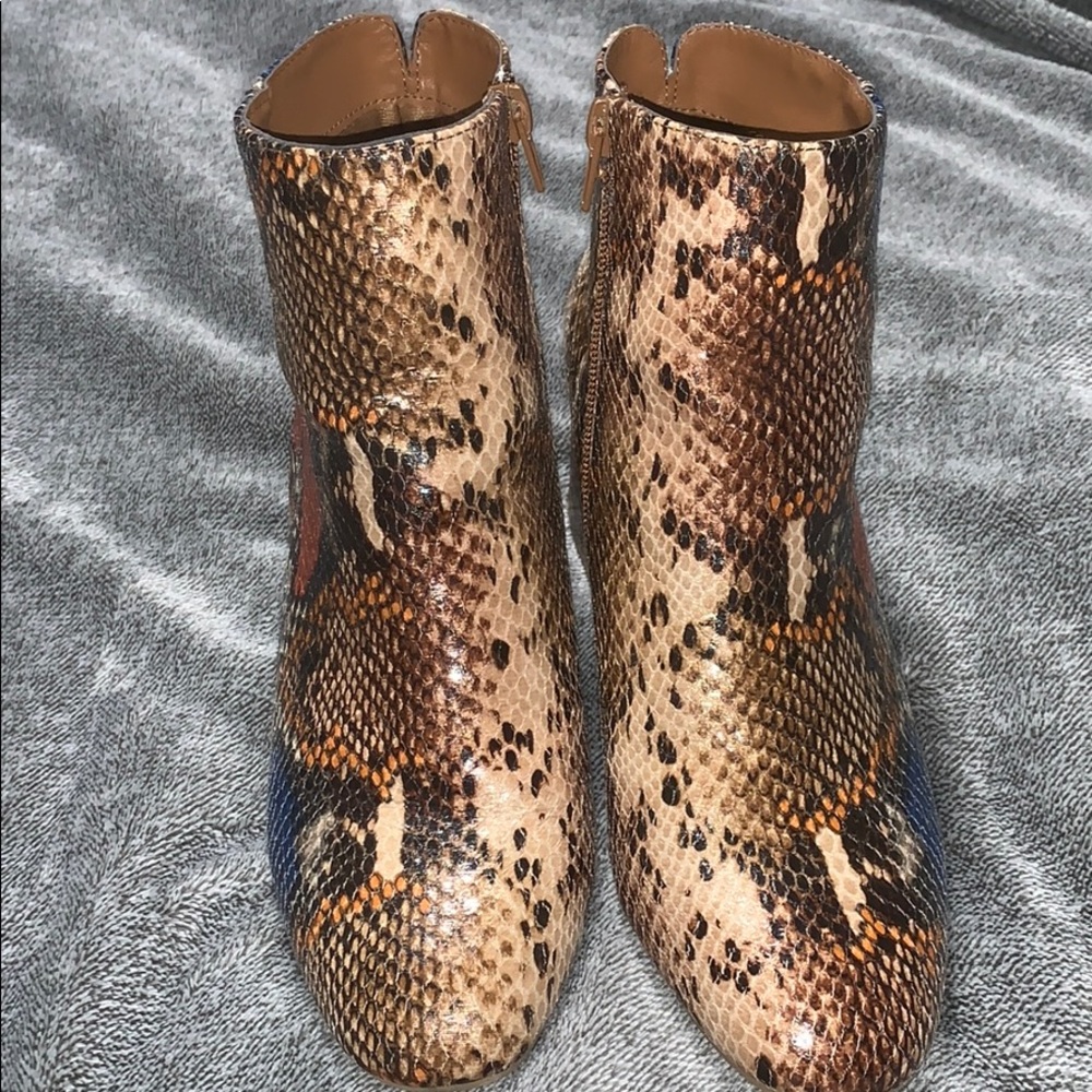 Snake print booties